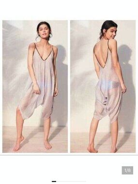 Without Walls Romper or Cover-up  - Blue and White with Brown Trim One Size